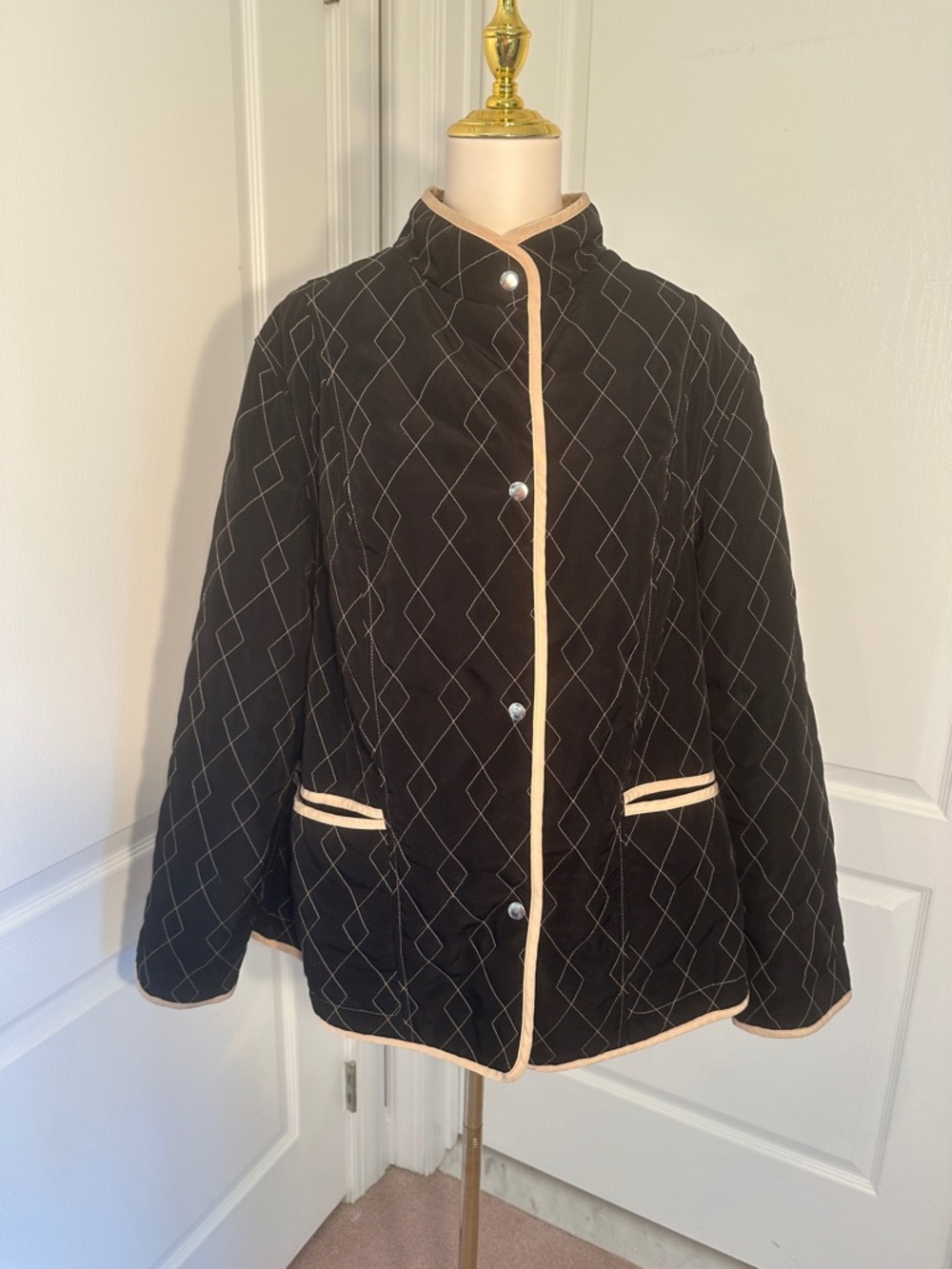 Utex Women’s Black Quilted Jacket with Contrast Trim*